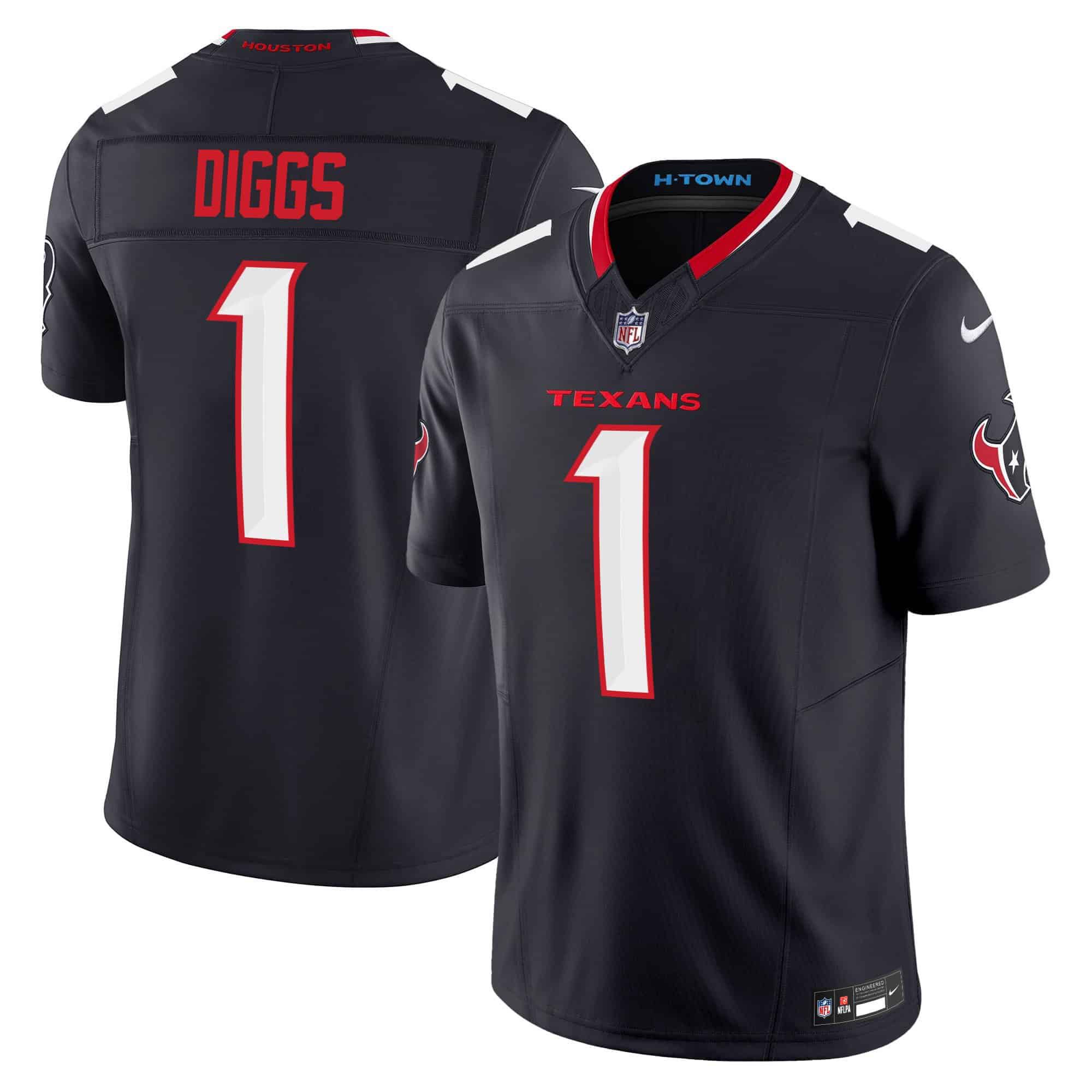 Men Houston Texans #1 Diggs Black 2024 Nike Vapor Limited NFL Jersey style 1